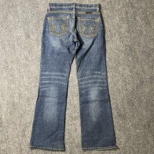 Wrangler Shiloh Ultimate Riding Jeans Womens 4x32 Blue Denim Thick Stitch Jeans picture