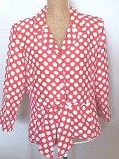 NWT Perceptions New York Polka Dot Red White 3/4 Sleeve Blazer/Blouse Size 14 picture