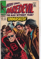 DAREDEVIL #28 FINE 6.0 MARVEL 1967 STAN LEE GENE COLAN  DD UNMASKED SILVER AGE picture