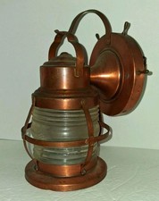 Santa Barbara WWII US Merchant Marine Copper Bulkhead Light Glass Globe 1930s picture