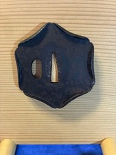 Iron Tsuba Edo Era Hand Forged Samurai Fittings Enamel Inlay Vintage Rare picture