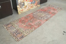 2x9 Turkish Antique Runner Rug Hand-Knotted Neutral Vintage Oushak Wool Rug,104 picture