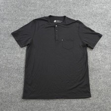 Woolly Shirt Mens Large Black 100% Merino Wool Henley Pocket Tee Base Layer Hike picture