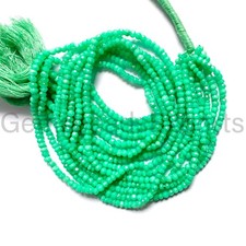 3.00-3.50 MM, Natural Green Chrysoprase Beads, Faceted Rondelle Cut Gemstone. picture