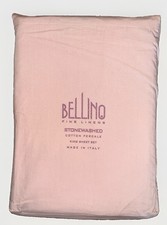 Bellino Fine Linens Made in Italy Stonewashed KING Sheet Set Blush Pink picture