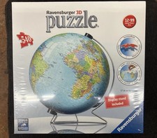 NIB Ravensburger 3D Jigsaw Puzzle;  World Globe with display stand;  540 pieces picture