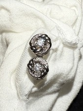David Yurman Infinity Knot Diamond Stud 925 Sterling Silver Vintage Earrings picture
