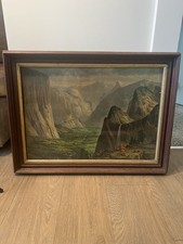 Rare Antq 19thC 1873 Chromolitho Looking Down Yosemite Valley CH CROSBY & CO picture