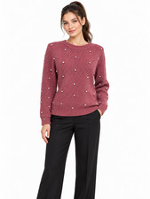 NWT Elie Tahari V-Wrap Cashmere Sweater Rhinestone Embellished Mauve Size XL picture