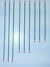 All Metal alloy Trailer Equipment Tie Down Chains w/ Red Clevis Hooks 1/64th picture