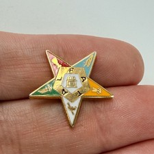 Masonic Order Eastern Star Lapel Pin Fraternal Member Emblem Badge Vintage picture