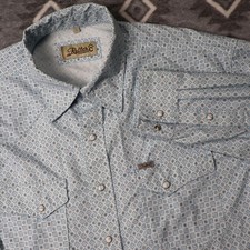 Rafter C Outdoors Mens Blue Geometric Western Stretch Snap Shirt Large RCF25107 picture