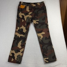 AKOO Camo Jeans Mens 38 Fits 36x31 Felt Faux Leather Accents Riveted NWOT picture