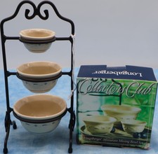 Longaberger Collectors Club Mini Mixing Bowls w/ Stand Box Classic Blue picture