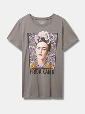 Torrid Plus 1X Frida Kahlo Graphic Tee Crew Neck Short Sleeve T-Shirt Grey NWT picture