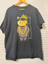 DM Men's Black Cat Graphic T-Shirt 2XL Cotton Knit Crew Neck Short Sleeve picture