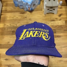Vtg 90s NBA Los Angeles Lakers Sports Specialties Script Wool Snapback Hat picture