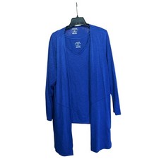 Chico’s Ultimate Tee Blue Tank & Open Front Cardigan Set Size 3 XL Cotton Modal picture