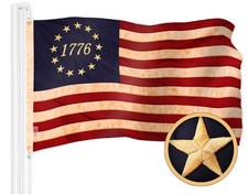 Heavy Duty Flag, 3x5 ft, Embroidered Betsy Ross 1776 Tea-Stained Historical Flag picture