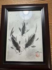 Original Framed Sumi-e Black Ink Wash Paintings on Paper. Signature & Red Seal picture