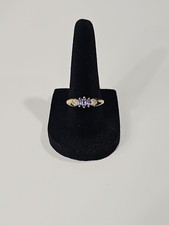 Vintage 10K Gold Marquise Tanzanite and Diamond Accent Ring picture