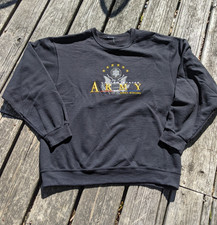 Vintage US Army Crewneck Sweatshirt Embroidered Logo Large 90 Y2K picture