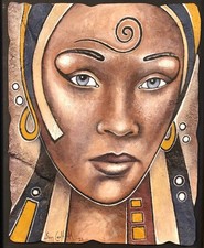African Ascension oil painting on molded rock medium in a frame. picture