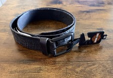 Harley-Davidson Men's Cracked Earth Full Grain Leather Raised Logo Belt Black 38 picture