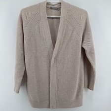 Vince Cardigan Womens Medium Beige Wool Cashmere Waffle Knit Button Sweater picture