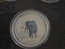 2009 / 2007 $1 LUNAR YEAR OF OX 1 Oz. SILVER COIN Series 1 AUSTRALIA KEY DATE picture