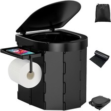 Portable Camping Toilet with Detachable Phone Shelf and Toilet Paper Holder picture