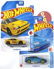 2026 2023 Hot Wheels '85 & '88 Honda CR-X Yellow & Blue JDM, J-IMPORTS Lot of 2 picture