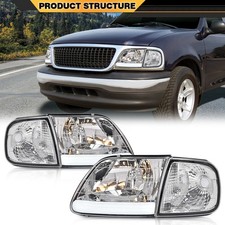 Ford F150 for 97-03 F250 Clear Lens Chrome Headlight Assembly Parking Lights picture