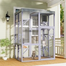 Large Outdoor Cat Cage Wooden Catio Enclosure with 4 Platforms & 2 Napping House picture