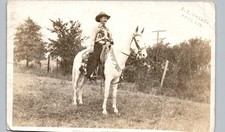 CPT JOE BUCK WILD WEST COWBOY ON HORSE peru indiana postcard real photo rppc picture