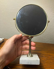 Vintage Antique Make-Up/ Dresssing Mirror Italian Marble Base-Made in Italy picture