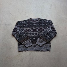 Vintage Expressions Mens Large Geometric Southwestern Crewneck Sweater Grey 90s picture