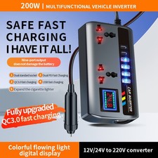Car Inverter Converter 12V/24V To 220V Fast Charging Ports Portable Automotive picture