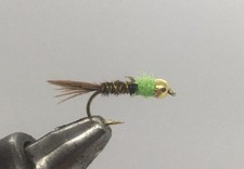One Dozen (12) Beadhead Frenchie Green, Nymph- Strike Fly Company picture