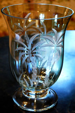 Lenox British Colonial GREEN LUSTER Hurricane Candle Vase ETCHED PALM TREES 9
