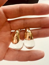 Vintage Earrings from Celine Paris Gold & Clear Teardrop picture