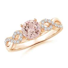 ANGARA 0.89 Ct Solitaire Round Morganite Infinity Ring with Diamond in 14K Gold picture