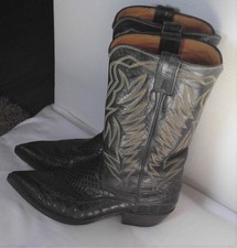 Vintage Justin Exotic Black Alligator Belly Cowboy Boots Mens 9.5 D Western USA picture