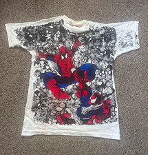 Grail Vintage Marvel 1995 Spider-Man Spider AOP T-Shirt Size XL Stains shown picture