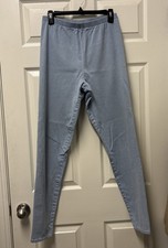 Vintage Forenza Jeans Women's Large Tall Blue Striped Denim Pull On Pants 80s picture