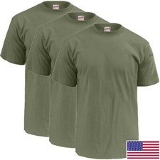 Soffe Men's 100% Cotton 3-Pack Short Sleeve OLIVE T-Shirt - Made in USA picture