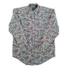 Vintage GAP Floral Button Down Shirt M 90s Cotton Rose Print Cottagecore picture