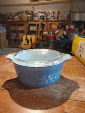 VINTAGE Pyrex Colonial Mist Blue White Daisy 475-B 2.5qt Casserole Dish With Lid picture