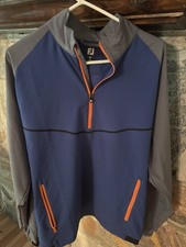 FootJoy Zephyr Men’s 1/4 Zip Golf Windshirt  Blue Orange Grey Size Medium picture