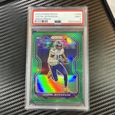 Panini 2020 Prizm Justin Jefferson #398 Green Prizm Rookie PSA 9 picture